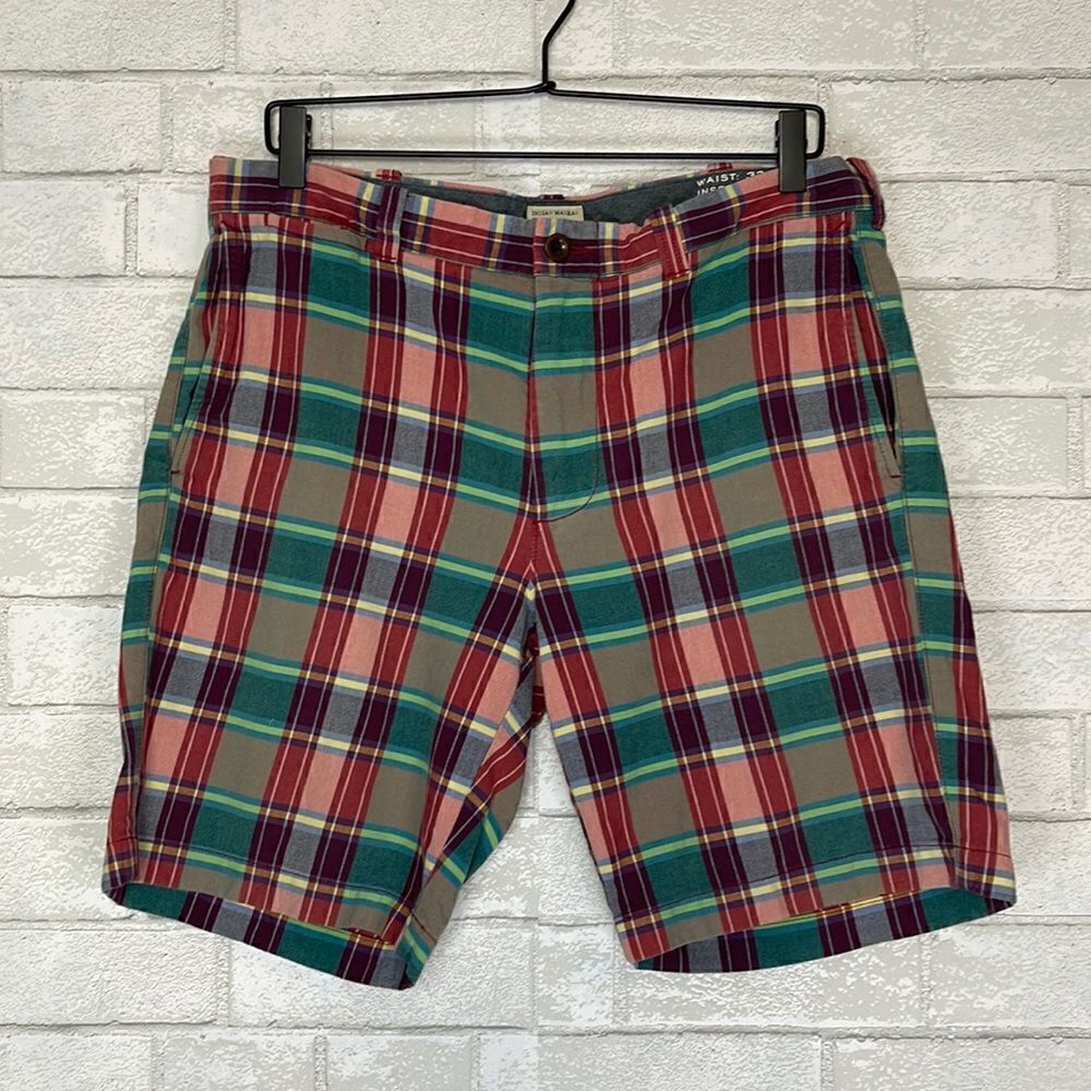 J. Crew Indian Madras Plaid Bermuda Shorts 33
